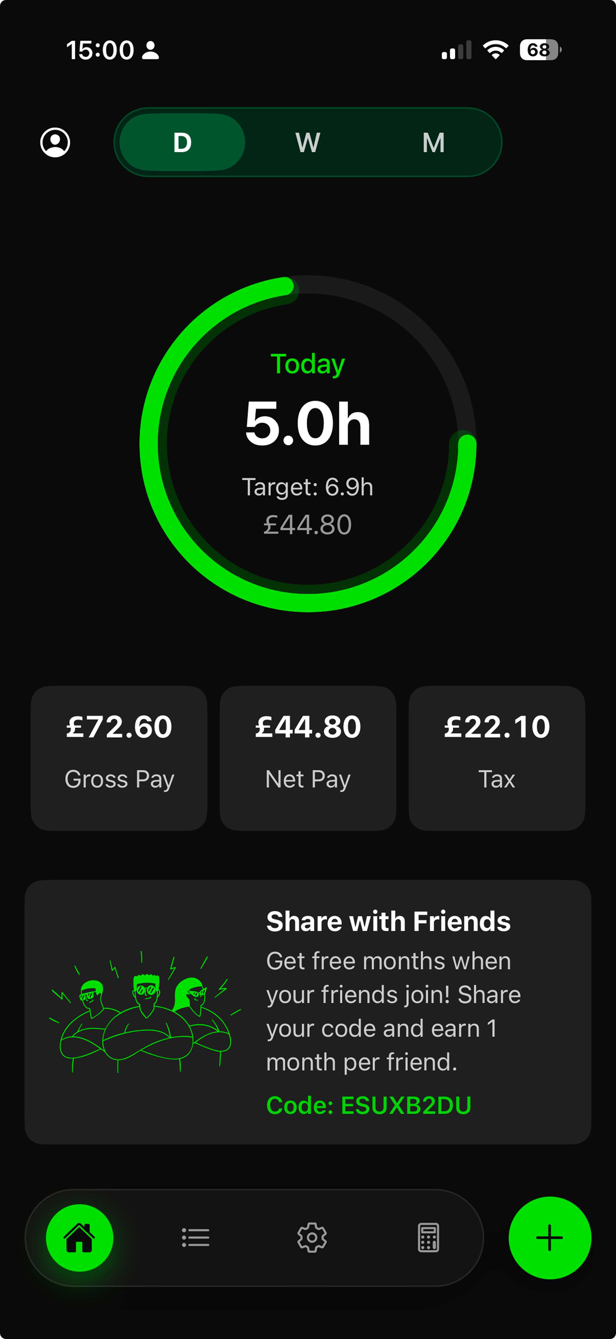 NetPay App, Day View