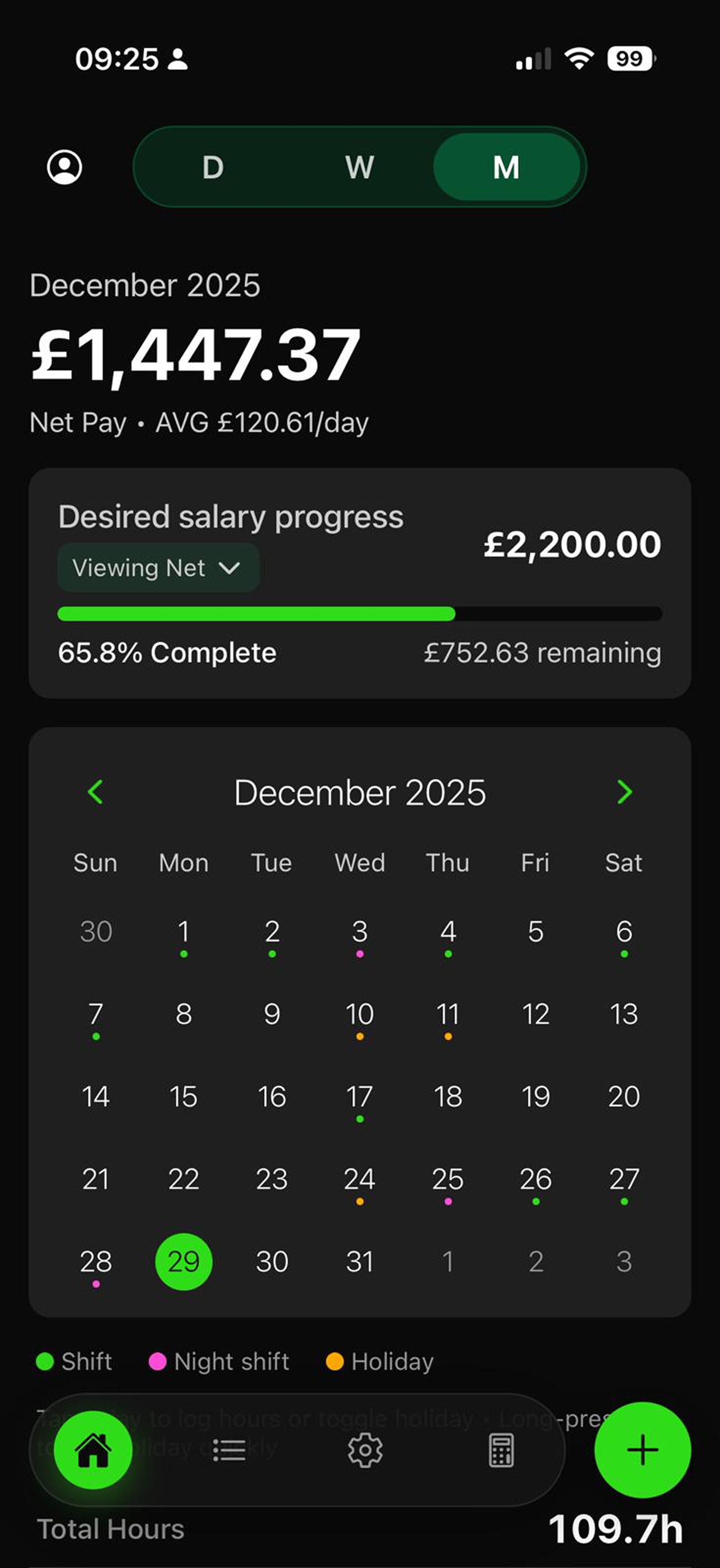 NetPay App, Month View
